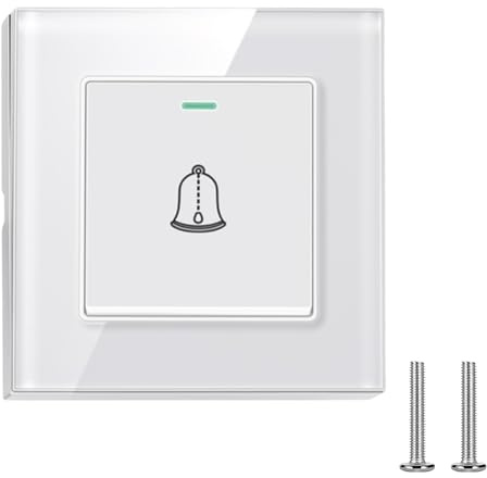 Qivine 8,6 x 8,6cm Türklingel Aufputz für 68er Unterputzdose, Weiß | Einfach & Schlicht Ding-Dong Klingeltaster 220~250V, Klingelknopf Außen für Haushalte & Hotels, Einfache Montage