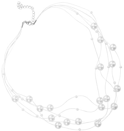 DEARMAMY Vintage Perlenkette mit Dreireihiger Struktur aus Künstlichen Perlen Eleganter Damen Halsschmuck für Daily Wear und Hochzeit mit Besonderer Abschlussatmosphäre