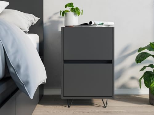 Magnolia Home Nachttisch Yako 40cm 2 SoftClose stehend Grafit Softtouch