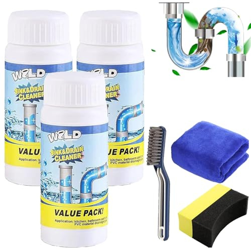 Vorteilspack Abflussreiniger,Wild Sink Drain Cleaner,Abflussreiniger Extra Stark,Abflussreinig-er Spirale,Abflussreinig-er Extra Stark,Pipe Abfluss-reiniger,für Küche, Bad, Toilette (3 Stück(330g))