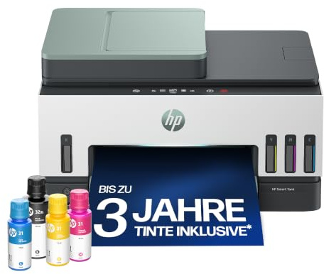 HP Smart Tank 7607 4-in-1 Multifunktionsdrucker (WLAN; Duplex; ADF) – 3 Jahre Tinte inklusive, 3 Jahre Garantie, großer Tintentank, hohe Reichweite, Drucken in hoher Qualität
