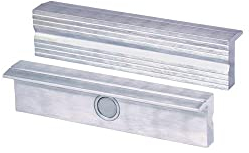 HEUER Magnet-Schutzbacke Typ N für Schraubstock 140 mm, Aluminium mit Rillen, zum Spannen von grob bis mittelfein bearbeiteten Werkstücken