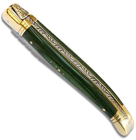 Laguiole Actiforge – Cuchillo Laguiole madera de Stamina verde – francesa artesanal, 9 cm