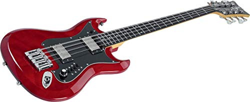 Hagstrom H8II-BLK Bassgitarre, 8 Saiten, Schwarz glänzend Wild Cherry Transparent