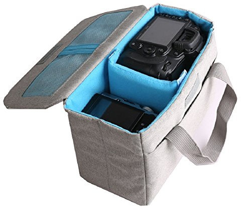 LXH Sac d'insertion de caméra Support de sac de rangement Etui intérieur pour appareil photo Pour tous les reflex / reflex et objectif (Gris)