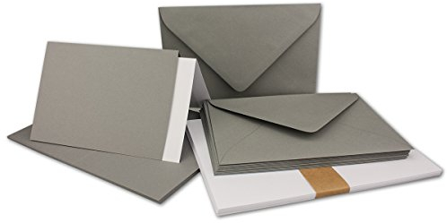 10x Faltkarten SET DIN A6/C6 mit Brief-Umschlägen in Graphit/Dunkel-Grau - inklusive Einleger - 14,8 x 10,5 cm - Premium Qualität - FarbenFroh