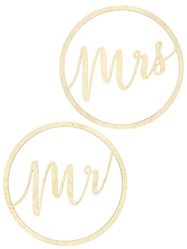 Mellilu Stuhl Aufhänger Hochzeit Stuhl Dekoration 2 Stück Holz Zeichen Mr Mrs 38 cm