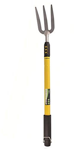 Garden Mile® Telescopic Hand Held Garden FORK | Adjustable Length Carbon Steel with Soft Grip Handle | Black and Yellow | Gardening Farming and Allotments (Telescopic Fork)