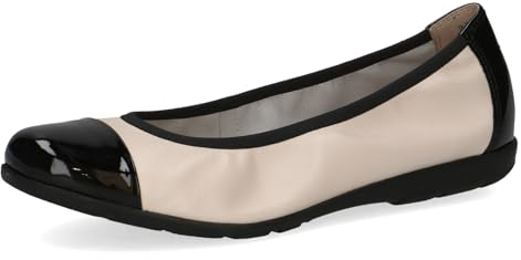 CAPRICE Damen Ballerinas aus Leder mit Lack, Mehrfarbig (Cream/Black), 41 EU