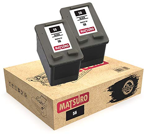 Matsuro Original | Kompatibel Remanufactured Tintenpatronen Ersatz für HP 56 (2 SCHWARZ)