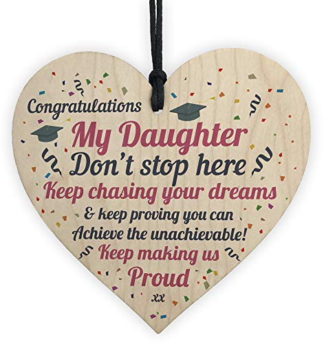RED OCEAN Graduation Gifts For Daughter Wooden Heart Plaque Gift For Her Congratulations Gifts Leaving Univerisity Degree