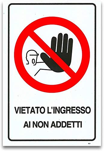DOBO 12x Cartello Vietato L'INGRESSO AI Non ADDETTI Plastificato 20x30 cm Targa segnaletica direzionale Sicurezza abitazione Tabella Avvertimento in plastica 12 cartelli PVC
