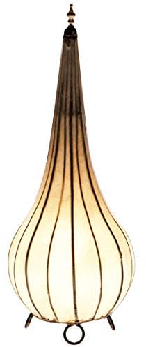 Orientalische Stehlampe Roana Natur 50cm Lederlampe Hennalampe Lampe | Marokkanische Große Stehlampen aus Metall, Lampenschirm aus Leder | Orientalische Dekoration aus Marokko, Farbe Natur