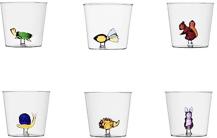 Ichendorf Lot de 6 verres à eau décorés animaux agricoles fantaisie terre mer