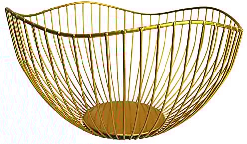 DMAR Obstschale Gold, Obstkorb Metall, Obstkörbe Modern, 25x14cm Groß Obstkorb aus Eisen Früchtekorb
