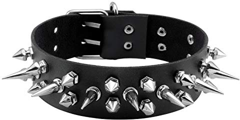 JJDreams Punk Choker Gothic Choker Nieten Schwarz PU Lederhalsband Damen Breit Halskette Kragen Cool