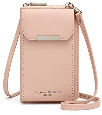 Katech Kleine Handytasche Mit Geldbörse Zum Umhängen Für Handy Unter 6,5 Zoll, Handytasche Zum Umhängen Damen, Schultertasche Damen Passt Karten, Geld, Münzen, Tasche Damen Klein PU Leder, Rosa