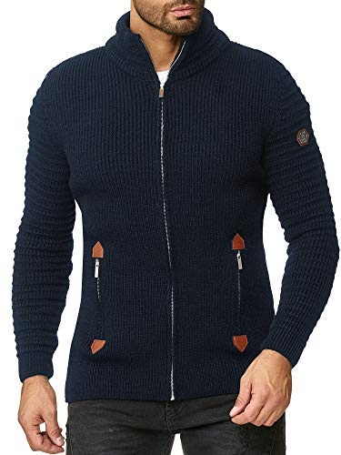 Redbridge Herren Strickjacke Cardigan mit Stehkragen Basic Luxury