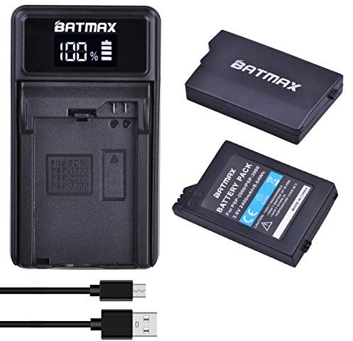 Batmax 2Pc 3.6V 2400mAh Battery Packs + LED USB Charger for Sony PSP 2th, Silm, Lite, PSP-2000, PSP-3000,PSP S110