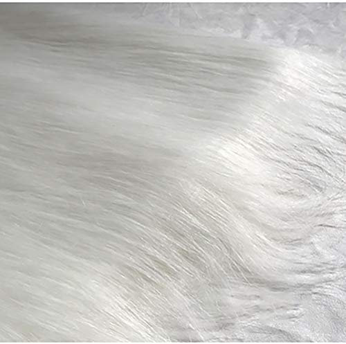 Stasy Massiver Langer Flor Flauschiger Kunstpelzstoff Für DIY Basteldekoration, Leichter Pelzstoff Mit Langem Haar Für Kostümmode Teppiche Requisiten Hintergrund Cosplay 170x50cm(Color:1 White)
