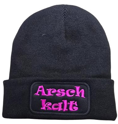 Generisch Warme Beanie Mütze, Bestickt Arsch kalt (Pink)