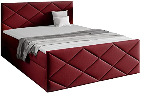 Mirjan24 Boxspringbett Alpiry, Polsterbett mit 2 Bettkästen, Doppelbett mit Polsterkopfteil und Fußteil, Matratze, Topper, Bett für Schlafzimmer (Kameleon 59, 160 x 200 cm)