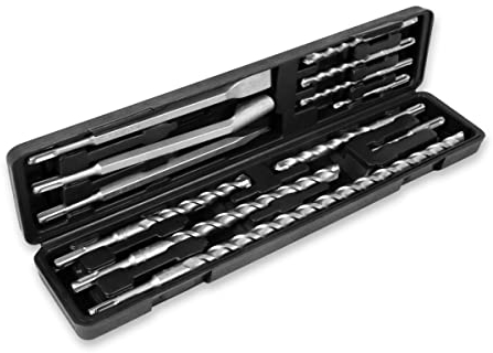 VONROC Bohr- und Meißelset SDS-Plus - 12-teilig - Universal - Koffer inkl. Bohrer, Spitze, Stechbeitel und Flachmeißel