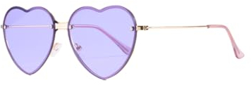 YOJUED Herz Sonnenbrille mit Metall Frame Candy Color Sunglasses Love Heart Herzbrille für Damen Mädchen (Lila)