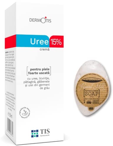 TIS - Creme mit Urea 15 % - Ekzem, Keratose, Dicke, Rissige, Raue, Abgestorbene, Trockene Haut | Wundheilung | Milchsäure (AHA) und Weizenkeim + Mandelmilchseife 25g