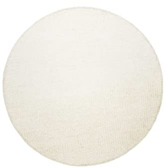 Wecon Home Teppich, Läufer, Kurzflor, nachhaltig, Natur, modern aus Jute und Wolle, bestens geeignet für Wohnzimmer, Flur » Toulouse « (200 cm rund, Creme)