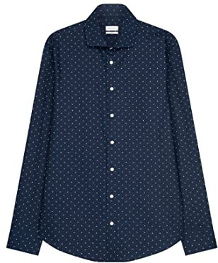 Seidensticker Herren Slim Fit Langarm Hemd, Dunkelblau, 37 EU