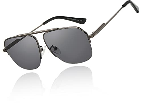 DUCO Retro Sonnenbrille für Herren Damen Halbrandlose Nicht Polarisierte Sonnenbrille für das Fahren DC3035 (Grau)