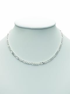 Damen 925 Silber Figaro Halskette 45 cm Ø 3,4 mm