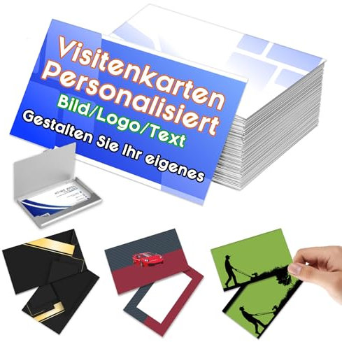 Visitenkarten Personalisiert, Personalisierte Visitenkarten mit Logo/Text Beidseitig bedruckte Visitenkarten Wasserdicht 300gms für Unternehmen, Kleinunternehmen