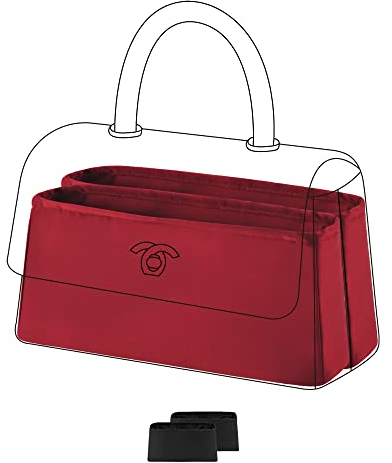 DGAZ Handtasche Tasche Organizer, 2 Stücke Seide Innentasche für Chanel Coco Handle, Seidige Berührung Taschenorganizer Shaper Einsatz (Weinrot, Coco Handle Large)