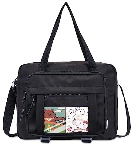 Phaoullzon Kawaii Crossbody Taschen Nette Ita Bag Japanische Anime Geldbörse für High School College, Schwarz, Trendy