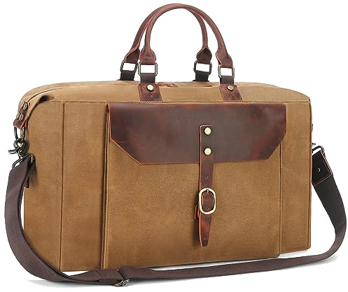 Reisetasche für Herren, wasserdicht, echtes Leder, Leinen, Reisetasche, Reisetasche, für Damen, Übernachtung, Wochenendtasche für Reisen, 6-braun, Lrage, Vintage