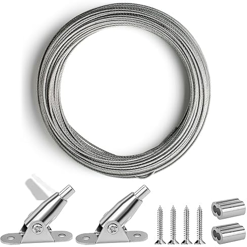 Sinofort Drahtseil 2mm*6m Stahlseil Drahtseil Spanner Gardinenseil Edelstahl Seil Gardinen Seilsystem LED-Beleuchtungsdekoration Bilder Bettwäsche Kleidung Verwendet