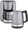 KHG Frühstücksset Wasserkocher & Kaffeemaschine, Skandi Look Grau, Kapazität 1,7 Liter & 12 Tassen Kaffee, Kalkfilter, 360° Sockel, präziser Ausgießer, Wasserstandsanzeige, Display, Timer