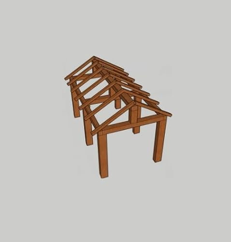 Gazebo da Giardino in Legno Lamellare - mt 5 x 4 x 2 h con Supporti a Tassellare