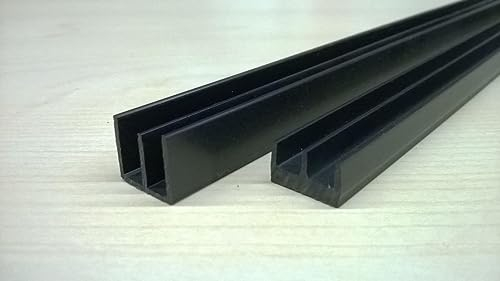 Profilleisten-Set Glasführungsschiene E-Profile Kunststoff Führungsschiene set oben und unten für 4 mm Glas Länge 1 m