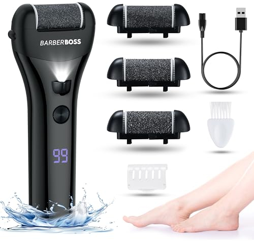 BarberBoss Electric Foot File Hard Skin Remover - Feet Hard Skin Remover Electric, Foot Files for Hard Skin, Premium Callus Remover for Feet, Comprehensive Pedicure Set for Feet QR-5086