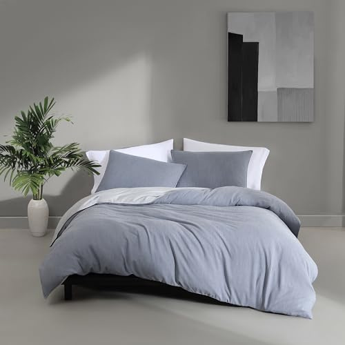 Calvin Klein Queen-Bettwäsche-Set, wendbar, Tencel-Bettwäsche mit passenden Kissenbezügen, Öko-Tex Zertifiziert (Schieferblau, Queen-Size-Bett)