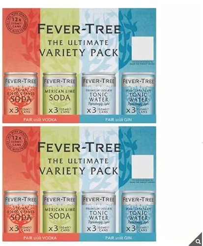 Fever Tree Mediterranean Tonic Water Variety Pack,Mexican Lime,Italian Blood Orange,Premium Indian Tonic Water 2 x 12 x 150ml