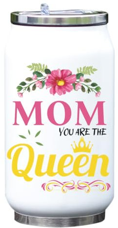 Mom You are The Queen Bouteille isotherme Motif fleurs Blanc