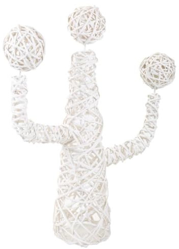 WANDERLUST DECO Cactus decoración de Mimbre Blanco 28x28x65h cm