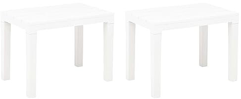 Rantry Casa Gartenbank 2 Stück weiß aus Kunststoff, Gartenbank, Balkonbank, strapazierfähige Bank für Balkon, Terrasse & Garten