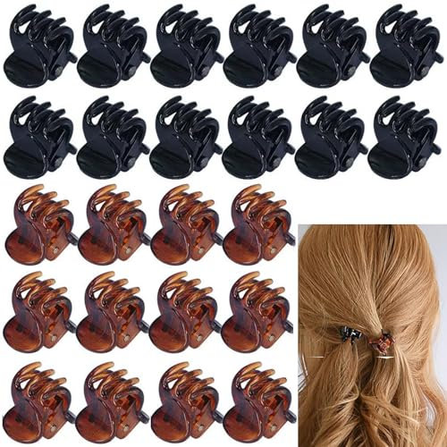 Pinze Per Capelli,24 Pezzi Mini Clip per Capelli,Capelli Clip Artiglio,Mollette Forcina Antiscivolo,Donna Mollette per Capelli,Piccole Mollette Adatto per Ragazze e Donna(Nero&Marrone)