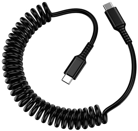 USB auf USB C Spiralkabel,1.8M USB C Handy Ladekabel Schnelllade,Android Auto Typ C Feder Datenkabel für Samsung Galaxy A16 A15 A55 A54 S25 S24 Ultra S23+ S22 S21 S20 Z Flip 7,iPhone 17 16 15,Pixel