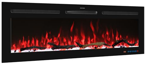 42 in /108cm Smart Electric Fireplaces Inserts, Remote & Touch Screen & APP Control, Recessed & Wall-Mounted Fireplace Heater with Thermostat,Multi-Color Flames